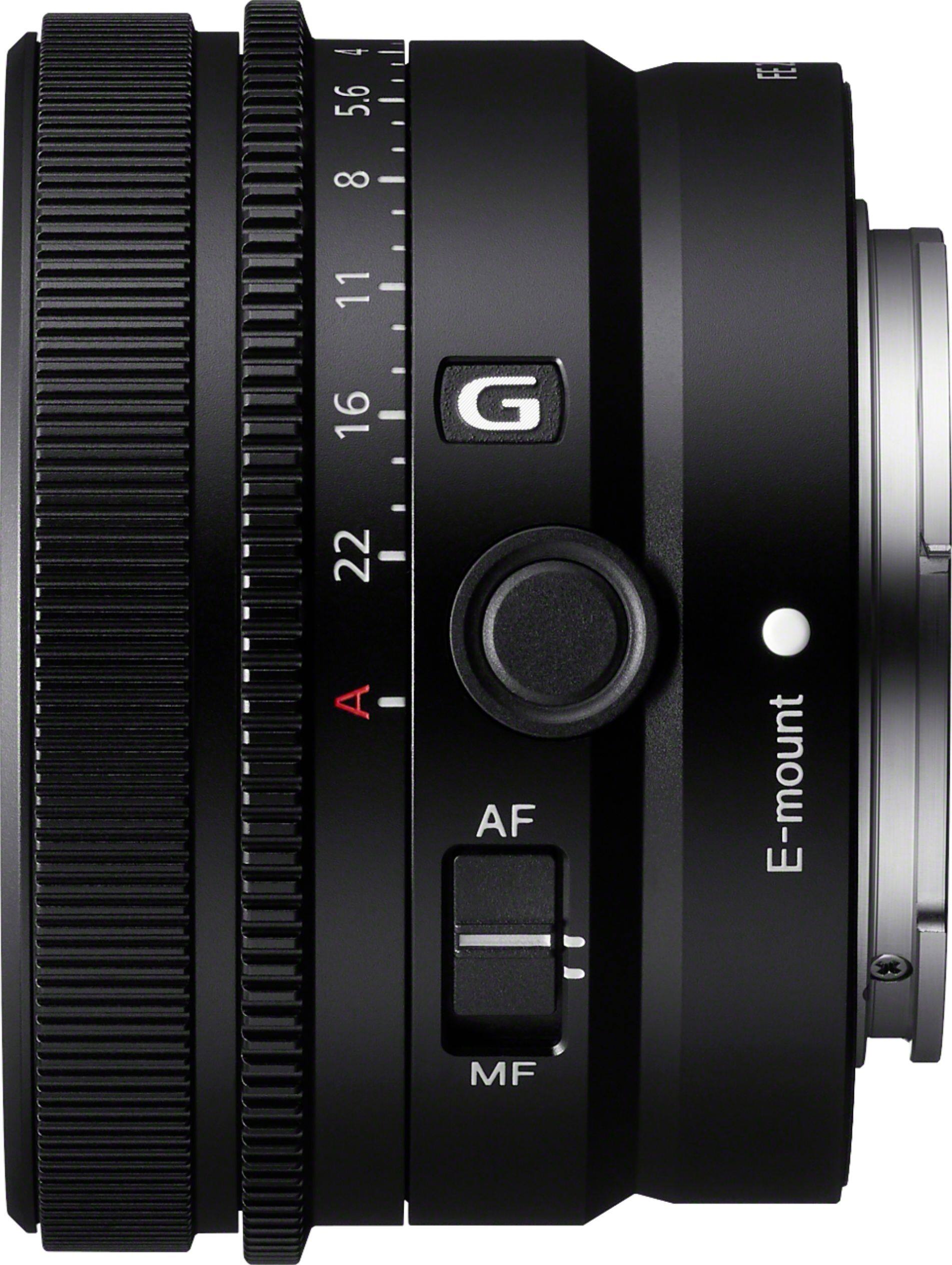 Left. Sony - FE 24mm F2.8G Full-frame Ultra-compact G Lens for Sony Alpha E-mount Cameras - Black.