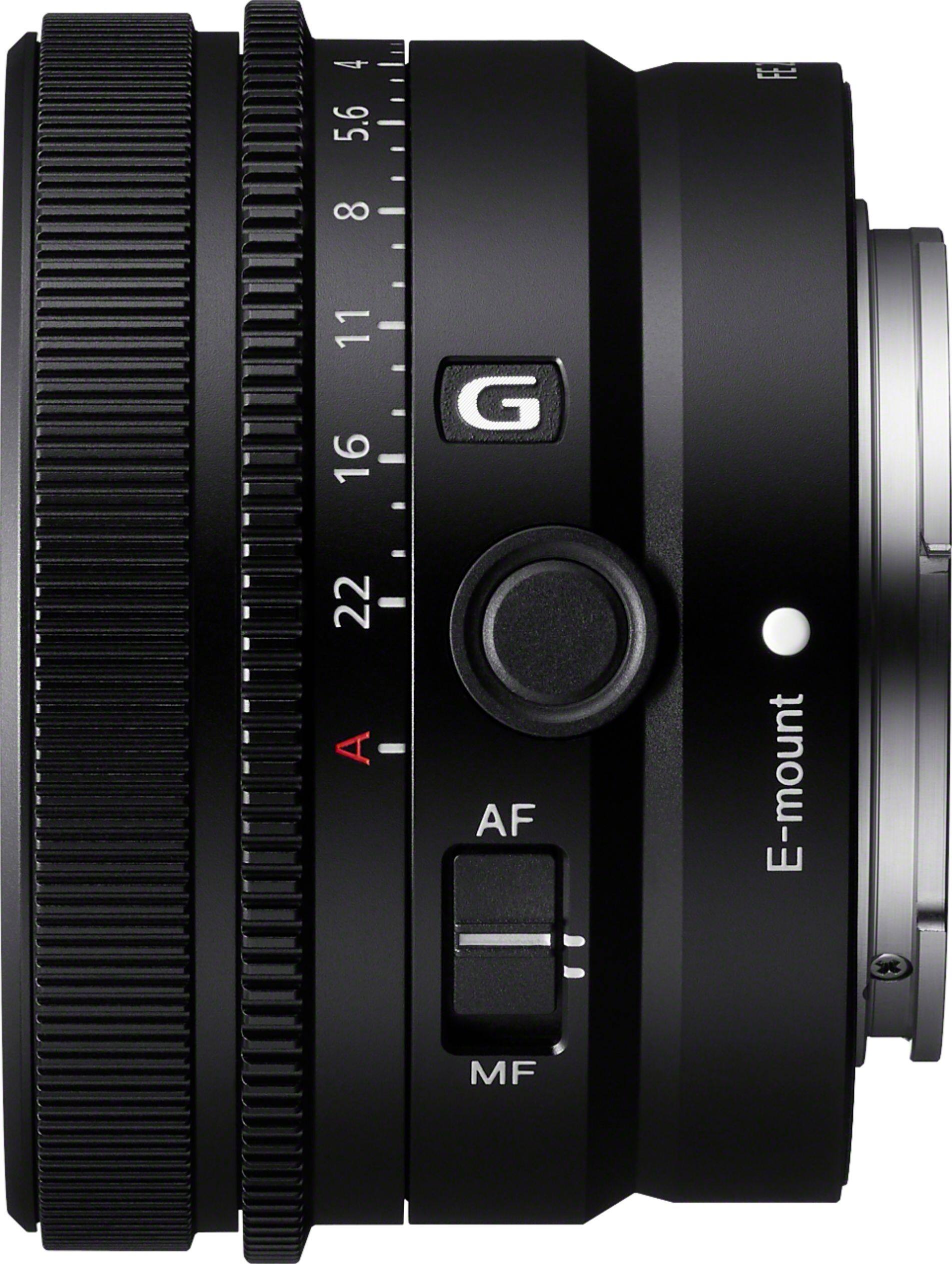 Left. Sony - FE 40mm F2.5 G Full-frame Ultra-compact G Lens for Sony Alpha E-mount Cameras - Black.