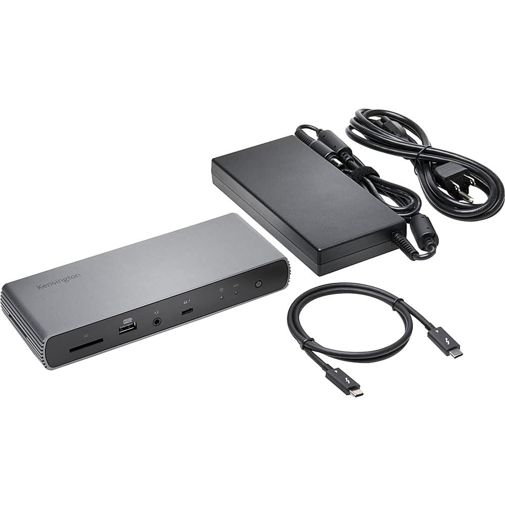 Front. Kensington - SD5700T Thunderbolt 4 Dual 4K Docking Station with 90W PD - Gray.