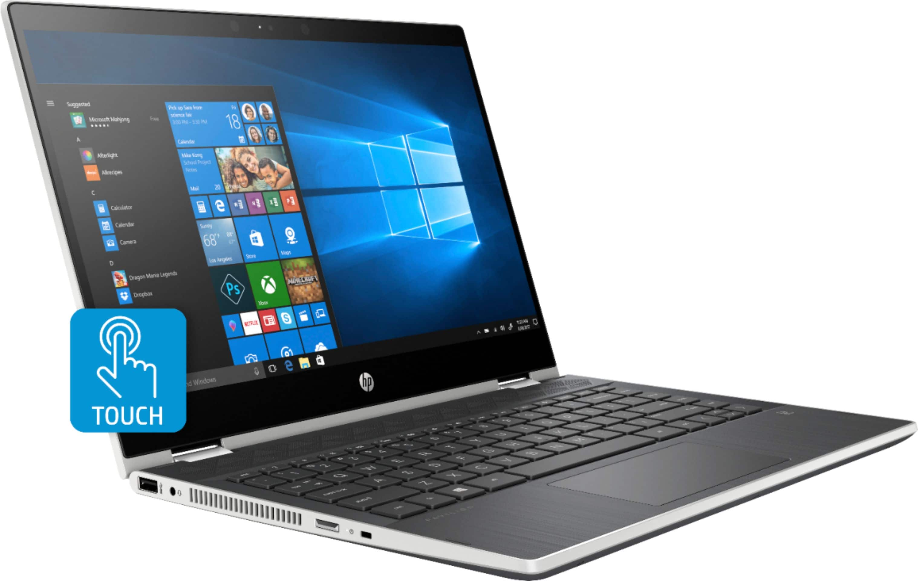 Angle View: HP - Geek Squad Certified Refurbished Pavilion 2-in-1 14" Touch-Screen Laptop - Intel Core i3 - 8GB Memory - 500GB Hard Drive - Silver