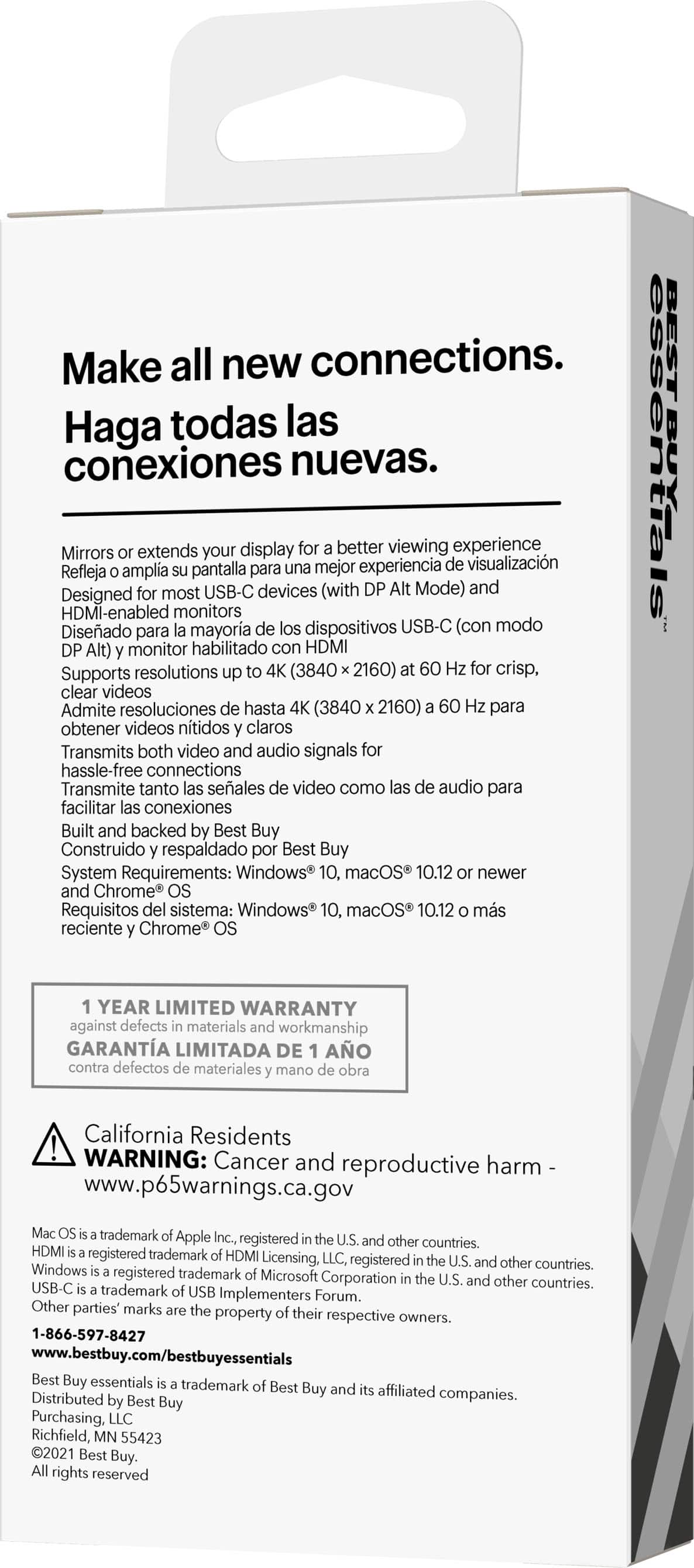 Alt View 16. Best Buy essentials™ - 6' USB-C to HDMI Cable - Black.