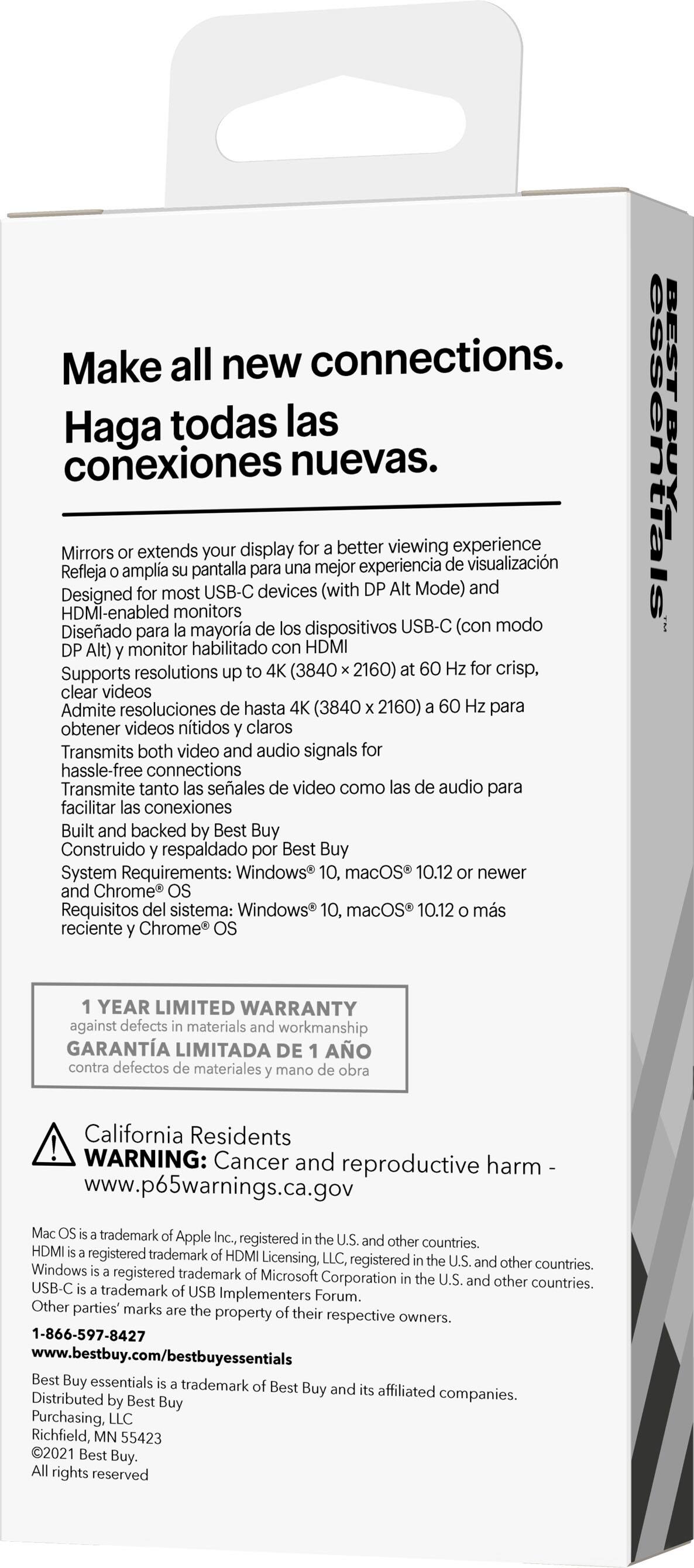 Alt View 16. Best Buy essentials™ - 6' USB-C to HDMI Cable - Black.