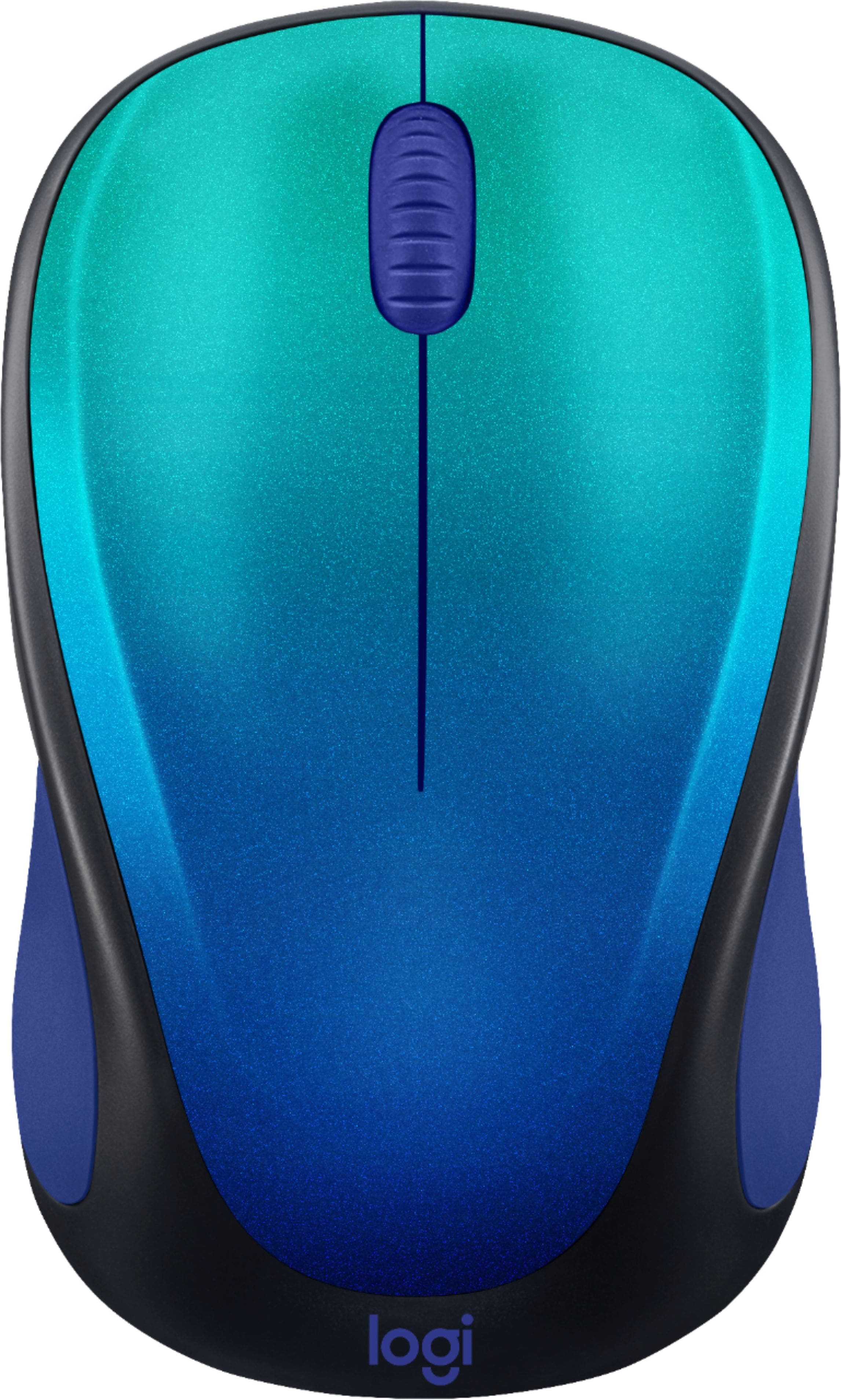Logitech - Design Collection Limited Edition Wireless 3-button Optical Ambidextrous Mouse with Colorful Designs - Wireless - Blue Aurora - Front_Zoom