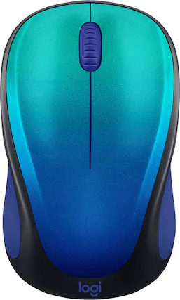 Front. Logitech - Design Collection Limited Edition Wireless 3-button Optical Ambidextrous Mouse with Colorful Designs - Blue Aurora.