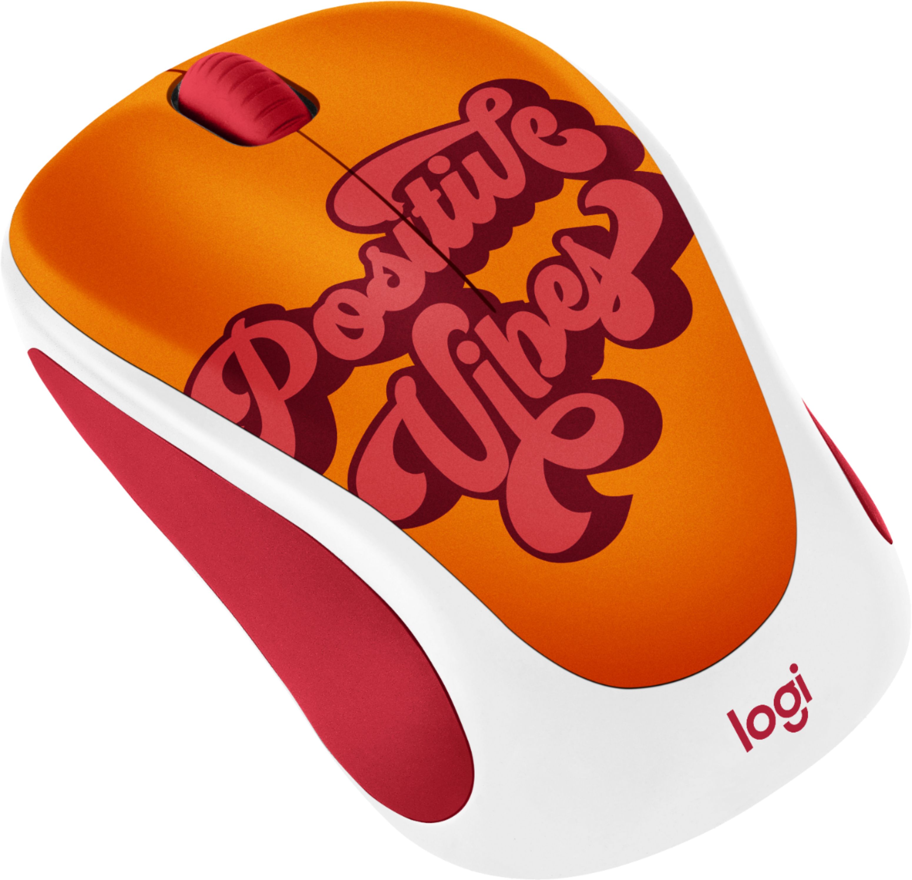 Angle View: Logitech - Design Collection Limited Edition Wireless 3-button Ambidextrous Mouse with Colorful Designs - Positive Vibes