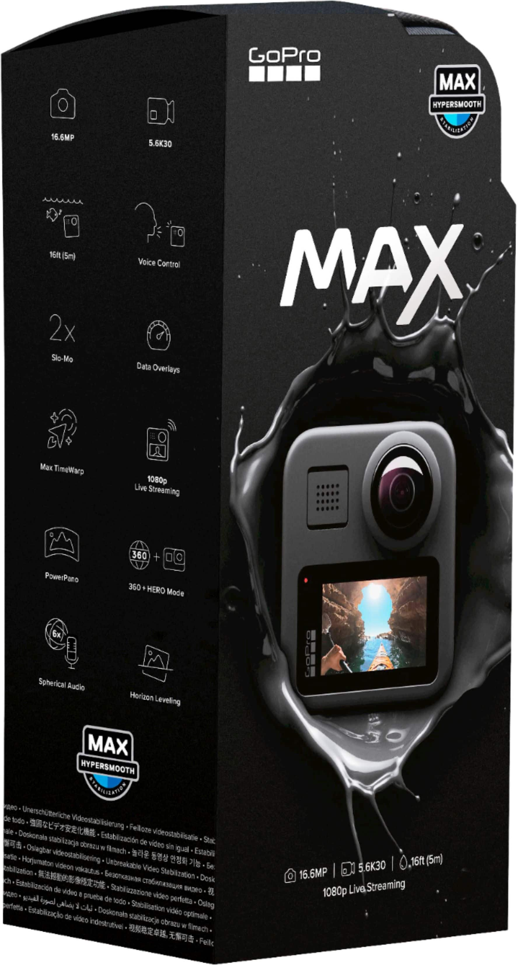  GoPro MAX — Waterproof 360 + Traditional Camera with Touch  Screen Spherical 5.6K30 HD Video 16.6MP 360 Photos 1080p Live Streaming  Stabilization : Electronics