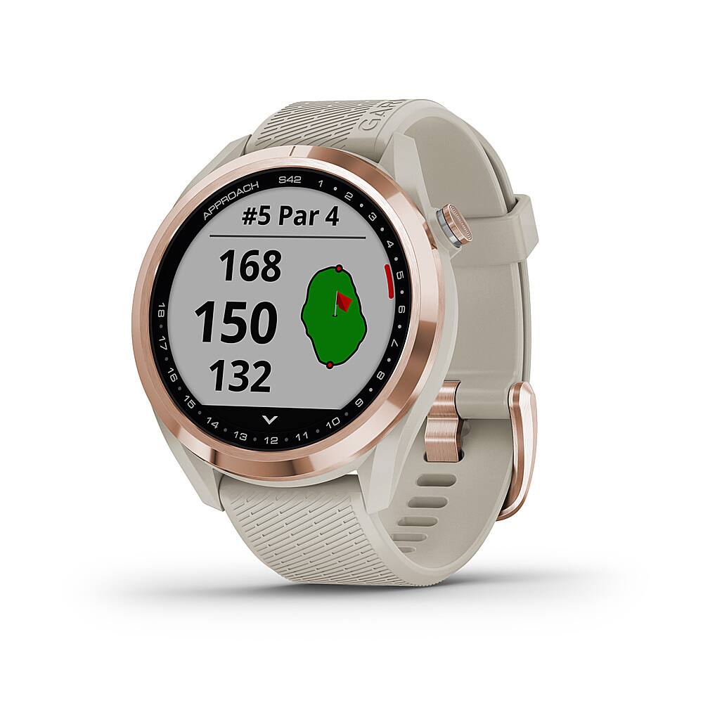 Left View: Garmin - Approach S42 GPS Smartwatch 30mm Metal - Rose Gold