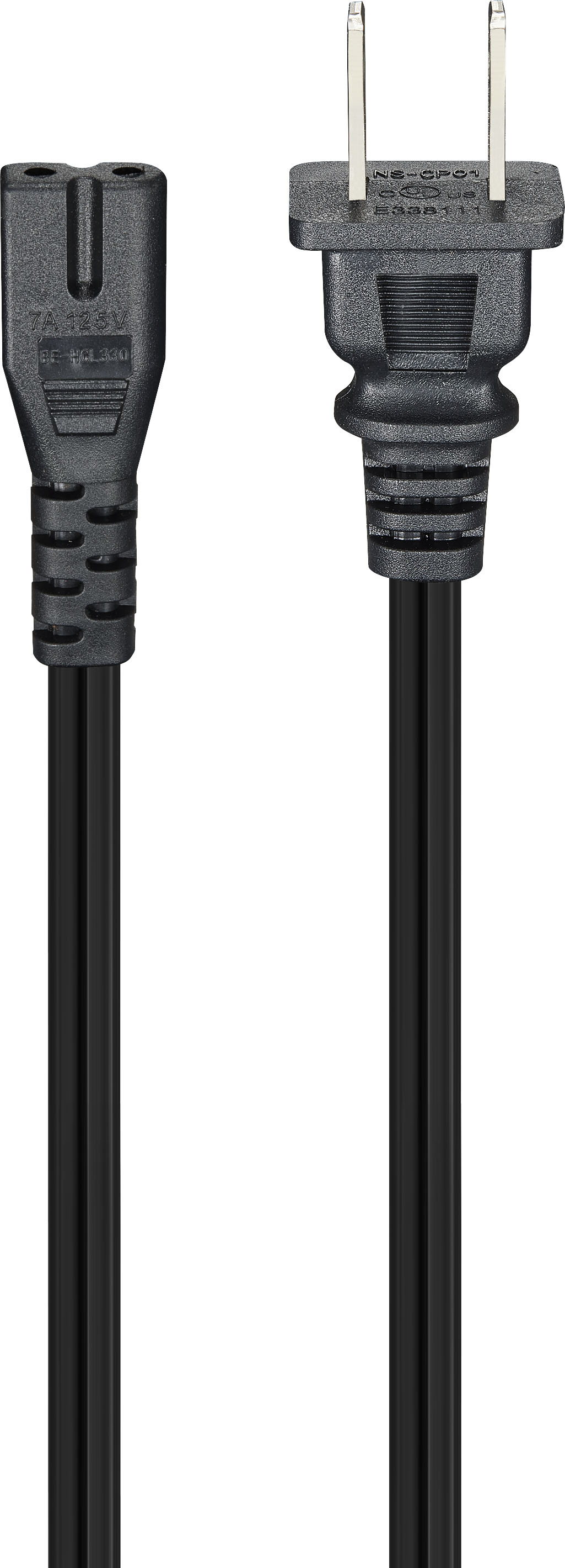 Left View: Best Buy essentials™ - 6' 2-Slot Polarized Power Cord - Black