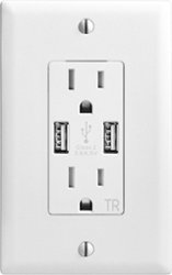 Best Buy essentials™ - 3.6 A USB Charger Wall Outlet - White - Front_Zoom