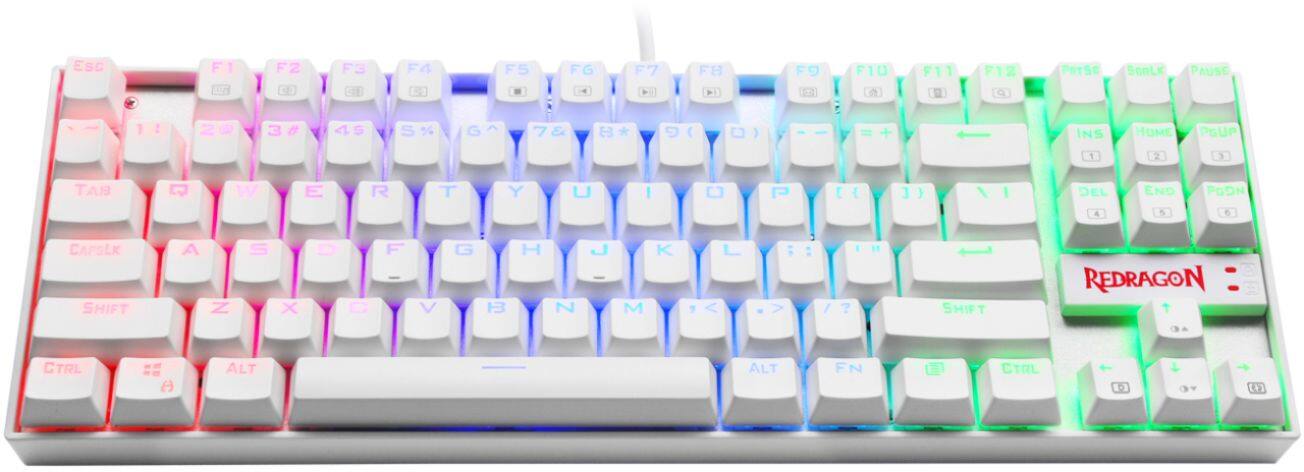Alt View 11. REDRAGON - K552W-RGB Kumara 60% Wired TKL Gaming Mechanical Blue Switch Keyboard with RGB Backlighting - White.