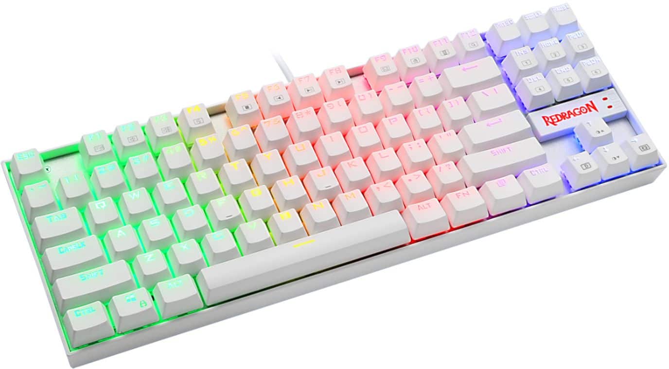 Alt View 12. REDRAGON - K552W-RGB Kumara 60% Wired TKL Gaming Mechanical Blue Switch Keyboard with RGB Backlighting - White.