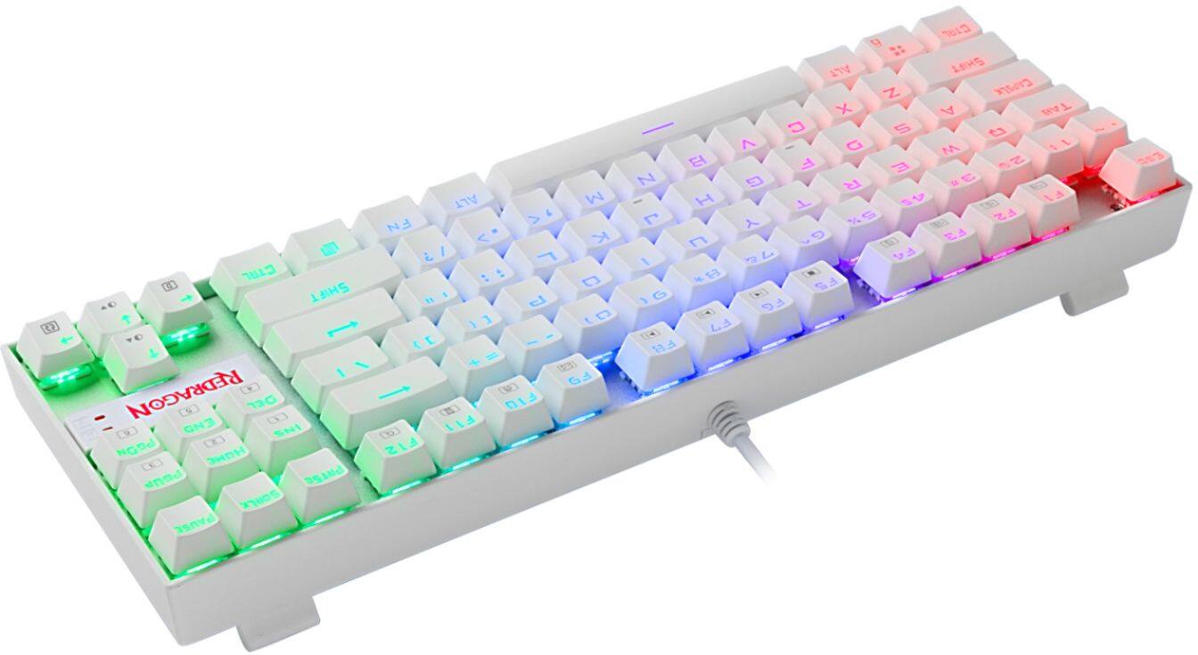 Alt View 13. REDRAGON - K552W-RGB Kumara 60% Wired TKL Gaming Mechanical Blue Switch Keyboard with RGB Backlighting - White.