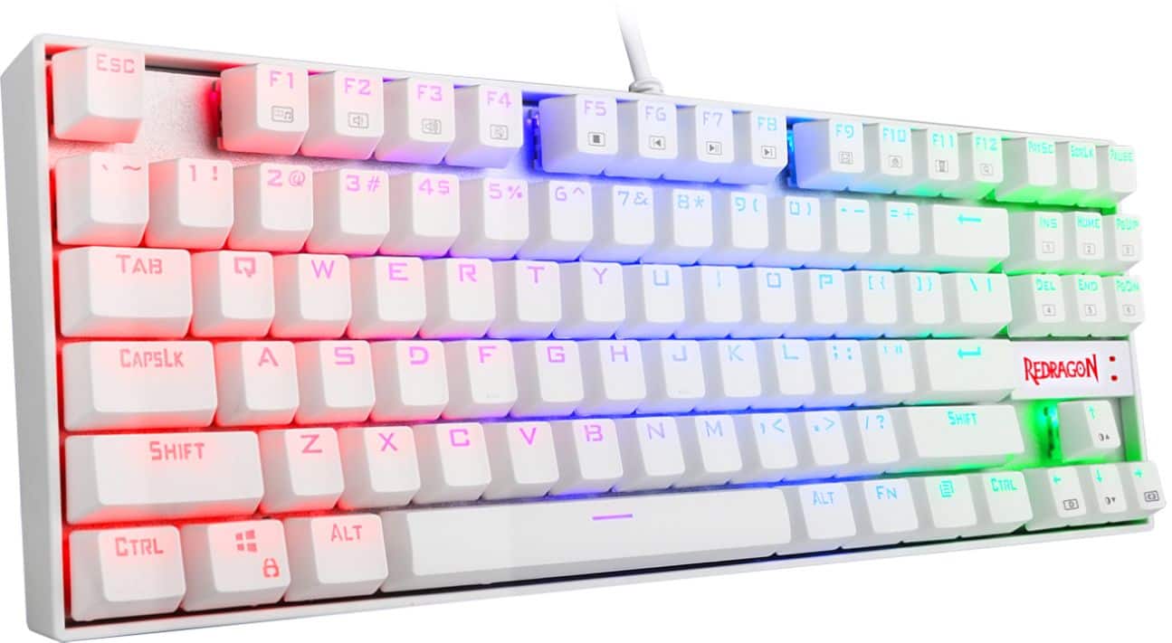 Alt View 14. REDRAGON - K552W-RGB Kumara 60% Wired TKL Gaming Mechanical Blue Switch Keyboard with RGB Backlighting - White.