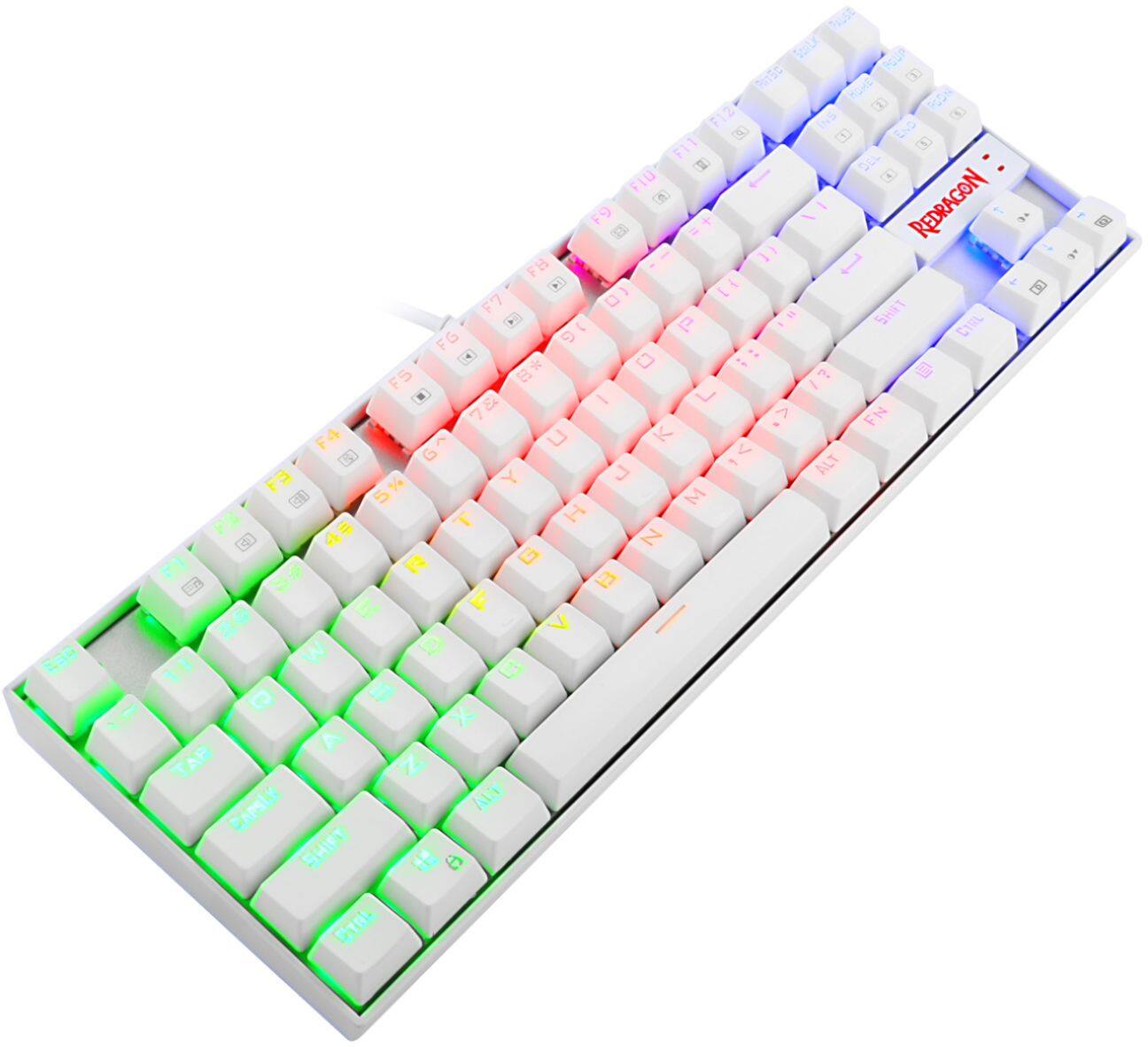Alt View 15. REDRAGON - K552W-RGB Kumara 60% Wired TKL Gaming Mechanical Blue Switch Keyboard with RGB Backlighting - White.
