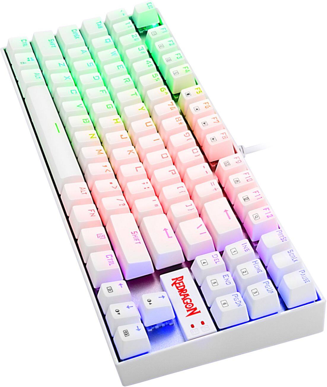 Alt View 16. REDRAGON - K552W-RGB Kumara 60% Wired TKL Gaming Mechanical Blue Switch Keyboard with RGB Backlighting - White.