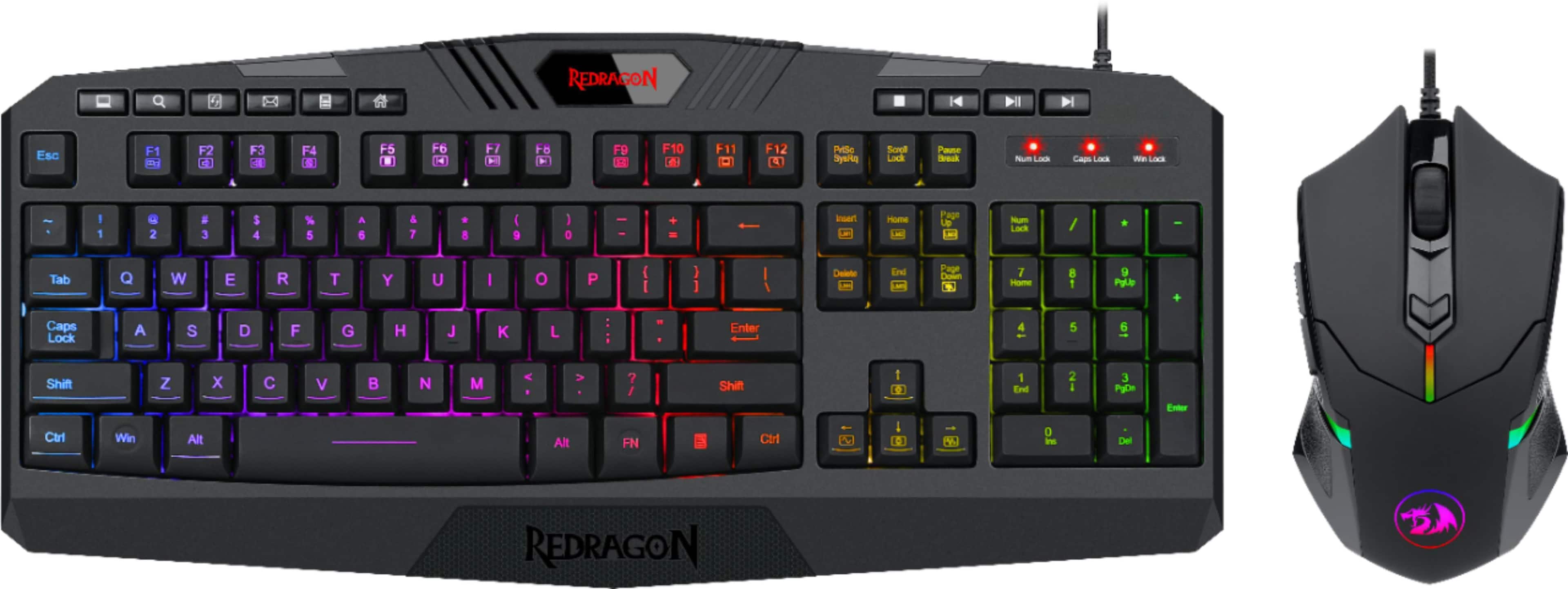 Front. REDRAGON - S101-5 Wired Gaming Keyboard and Optical Mouse Gaming Bundle with RGB Backlighting - Black.