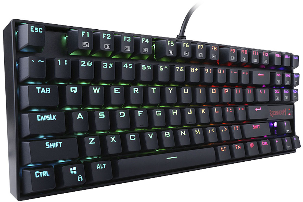 Left View: ROCCAT - Magma Full-size Wired Silent Membrane Gaming Keyboard with 5 Zone/ 10 LED AIMO RGB Top Plate and Detachable Palm Rest - Black