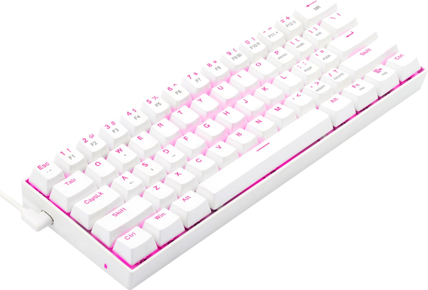 Razer Huntsman Mini 60% Gaming Keyboard + PBT Keycap + Coiled Cable Upgrade  Set Bundle: Mercury White/Linear Optical - Quartz Pink