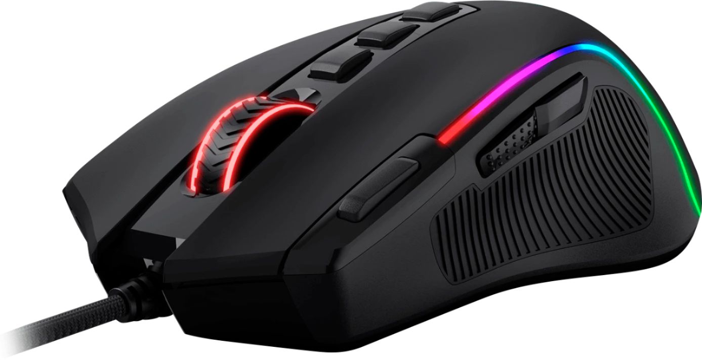 Back View: REDRAGON - Predator M612 Wired Optical Gaming Mouse with RGB Backlighting - Black