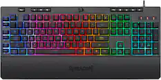 Front. REDRAGON - Shiva Full-size Wired Membrane Gaming Keyboard with RGB Backlighting - Black.