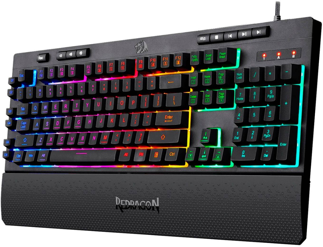 Alt View 12. REDRAGON - Shiva Full-size Wired Membrane Gaming Keyboard with RGB Backlighting - Black.