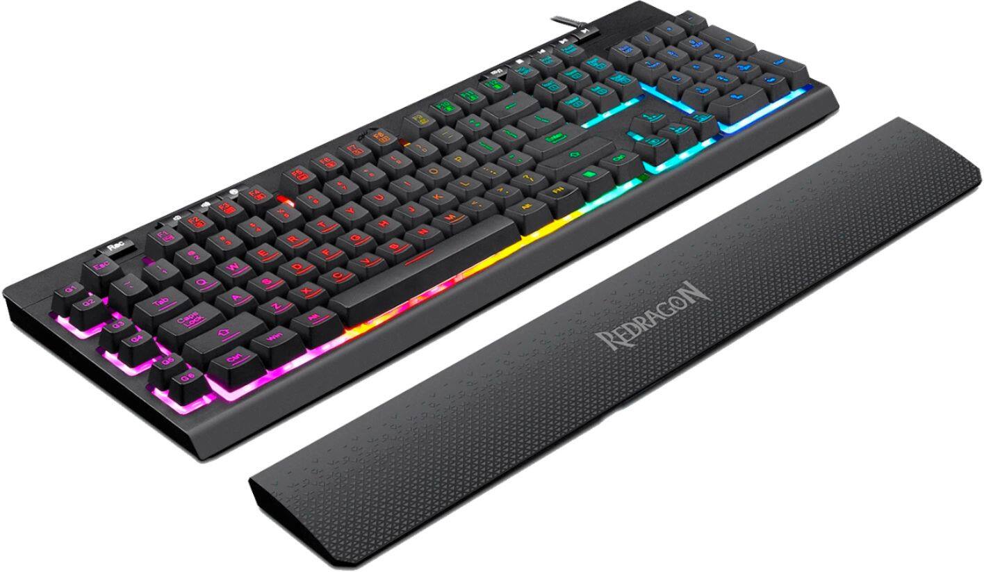 Alt View 14. REDRAGON - Shiva Full-size Wired Membrane Gaming Keyboard with RGB Backlighting - Black.