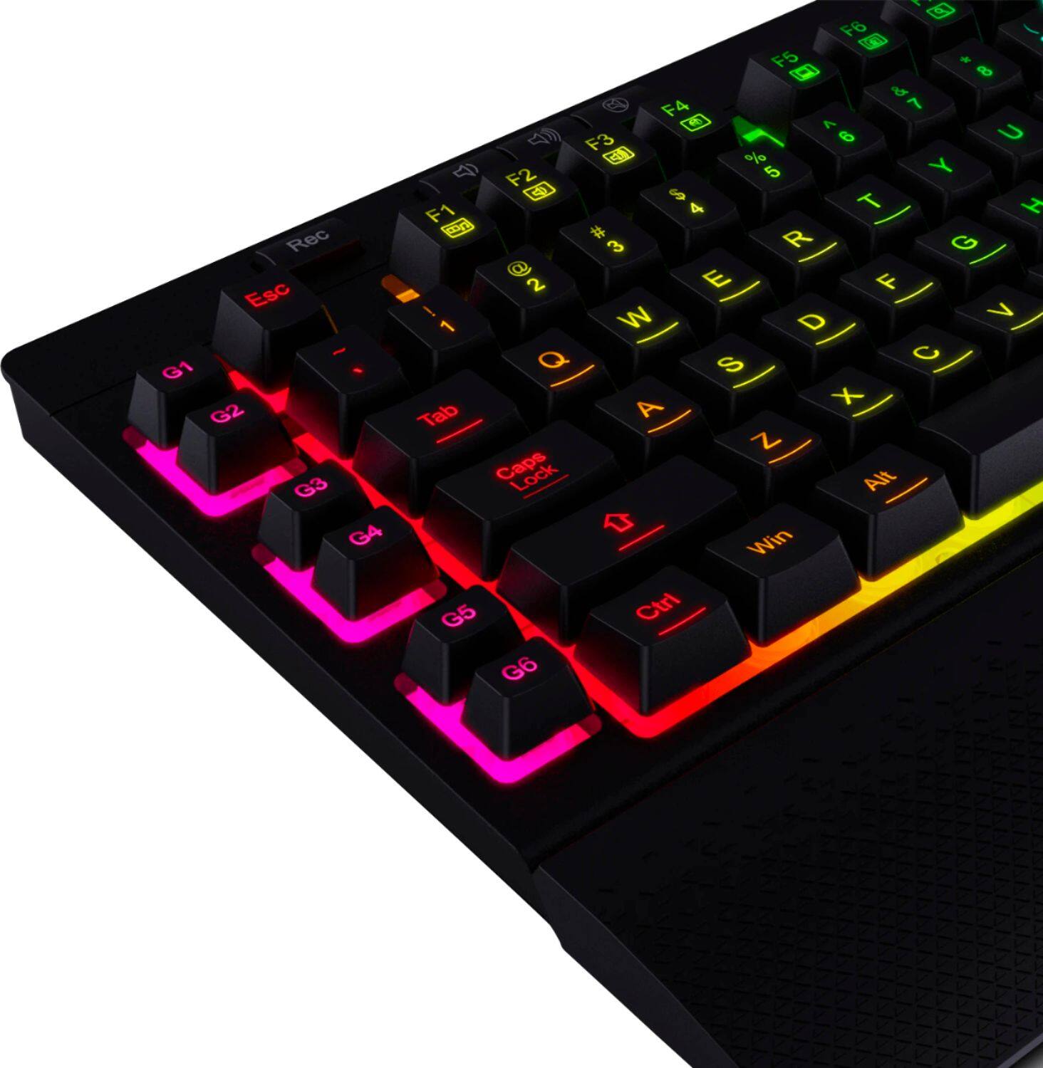 Alt View 17. REDRAGON - Shiva Full-size Wired Membrane Gaming Keyboard with RGB Backlighting - Black.