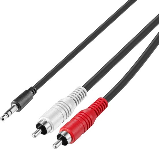 Front. Best Buy essentials™ - 6' 3.5 mm to Stereo Audio RCA Cable - Black.