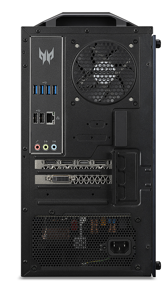 Back View: Acer - Acer-Predator Gaming Desktop- Intel Core i7-10700- NVIDIA GeForce RTX 3060 Ti Graphic-16GB Memory- 1TB HDD & 512GB SSD