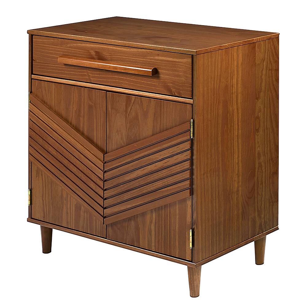 Angle View: Walker Edison - Boho Chevron Storage Console with Wood Detail for TVs up to 28" - Caramel