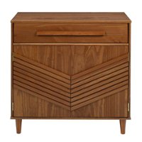 Walker Edison - Boho Chevron Storage Console with Wood Detail for TVs up to 28" - Caramel - Front_Zoom