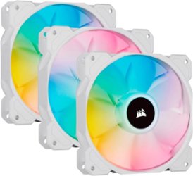 CORSAIR - iCUE SP120 RGB ELITE Performance 120mm PWM Triple Fan Kit with iCUE Lighting Node CORE - White - Front_Zoom