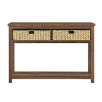 Walker Edison - 48” Mission Style Entry Table with Storage Baskets - Rustic Oak - Front_Zoom