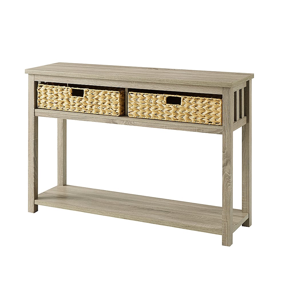 Angle View: Walker Edison - 48” Mission Style Entry Table with Storage Baskets - Driftwood