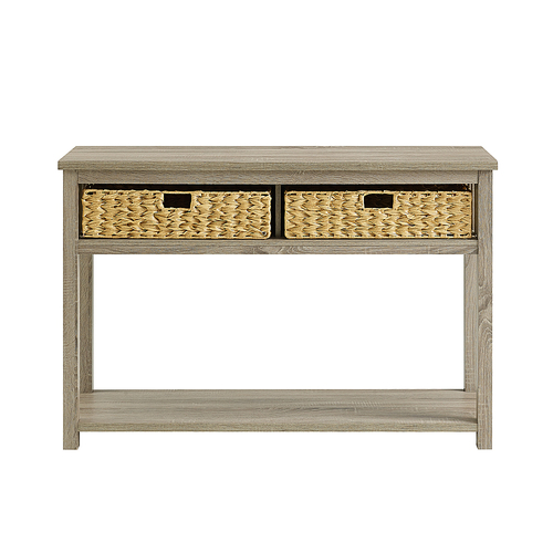 Walker Edison - 48” Mission Style Entry Table with Storage Baskets - Driftwood