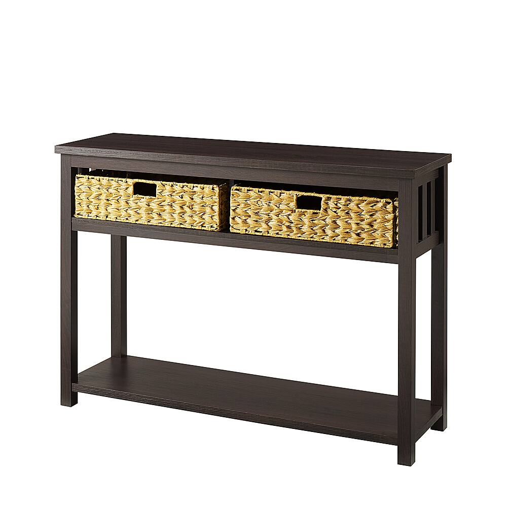 Angle View: Walker Edison - 48” Mission Style Entry Table with Storage Baskets - Espresso