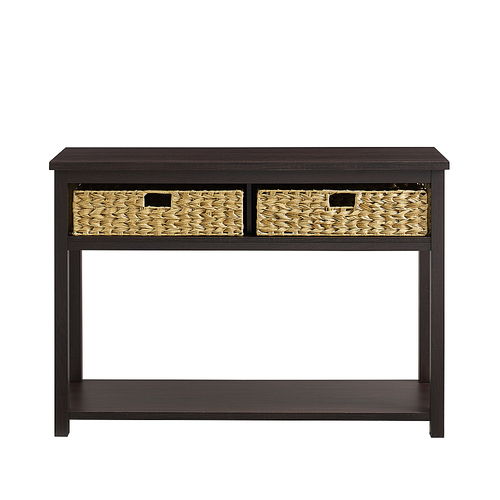 Walker Edison - 48” Mission Style Entry Table with Storage Baskets - Espresso