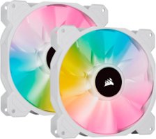 CORSAIR - iCUE SP140 RGB ELITE Performance 140mm White PWM Dual Fan Kit with iCUE Lighting Node CORE - White - Front_Zoom