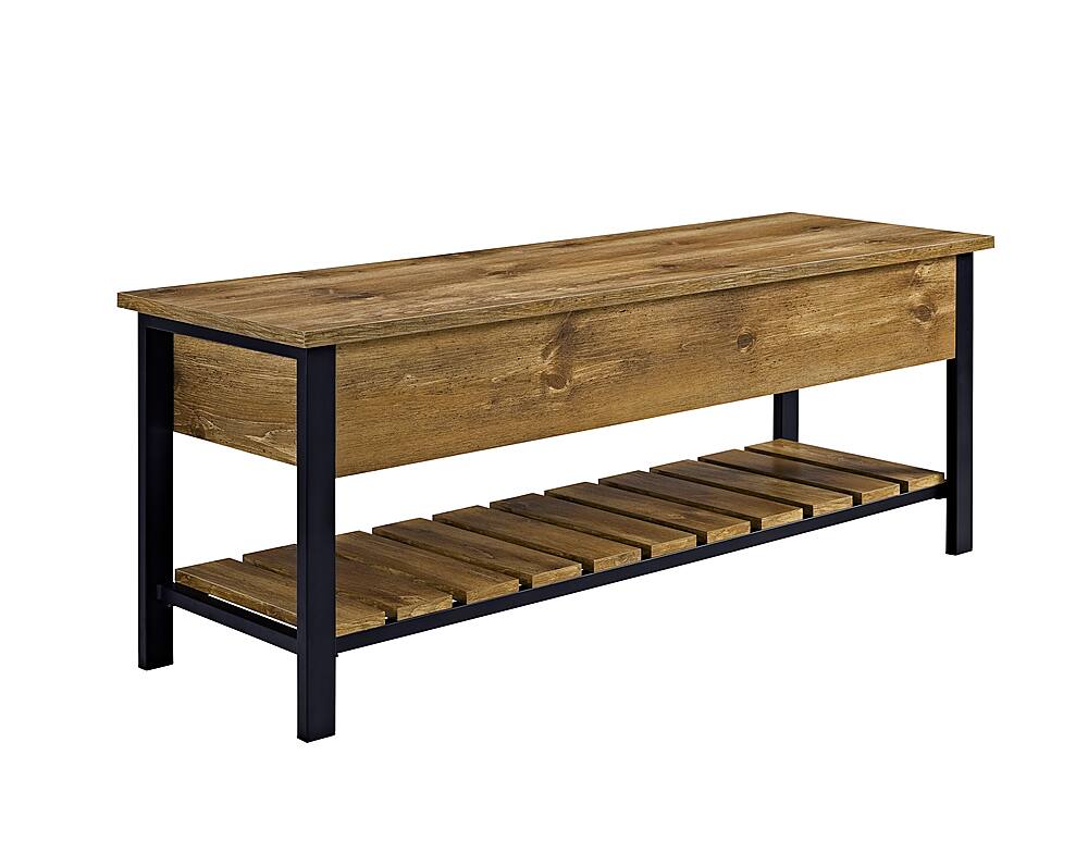 Angle View: Walker Edison - Park City 48" Modern Farmhouse Storage Bench - Barnwood