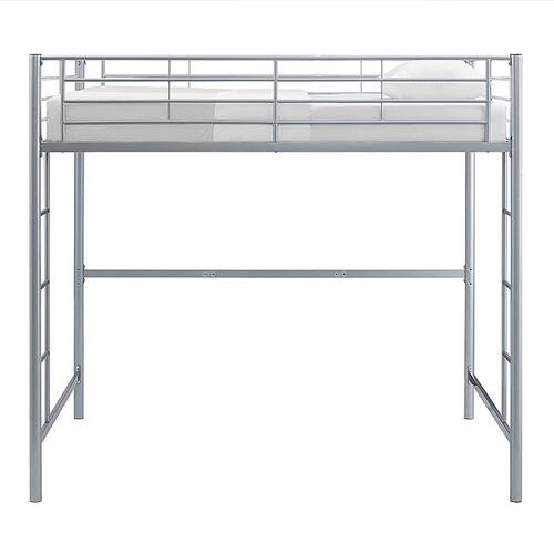 Walker Edison - Premium Metal Full Size Loft Bed - Silver