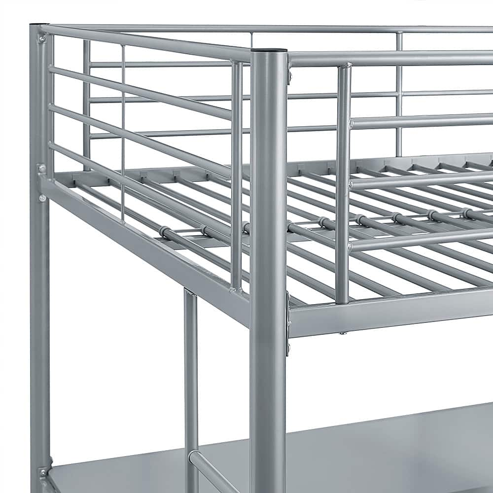 Left View: Walker Edison - Premium Metal Full Size Loft Bed - Silver