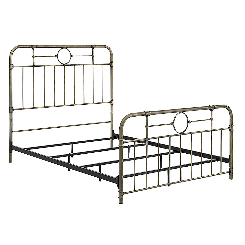 Angle View: Walker Edison - Antiqua Metal Pipe Queen Size Bed - Bronze