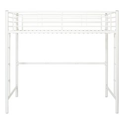 Walker Edison - Premium Metal Full Size Loft Bed - White - Front_Zoom