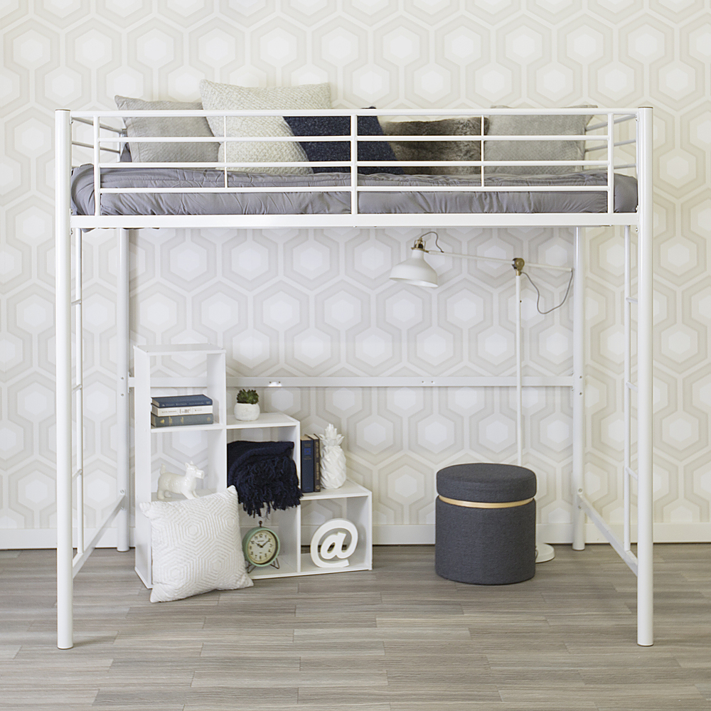 Walker Edison - Premium Metal Full Size Loft Bed - White