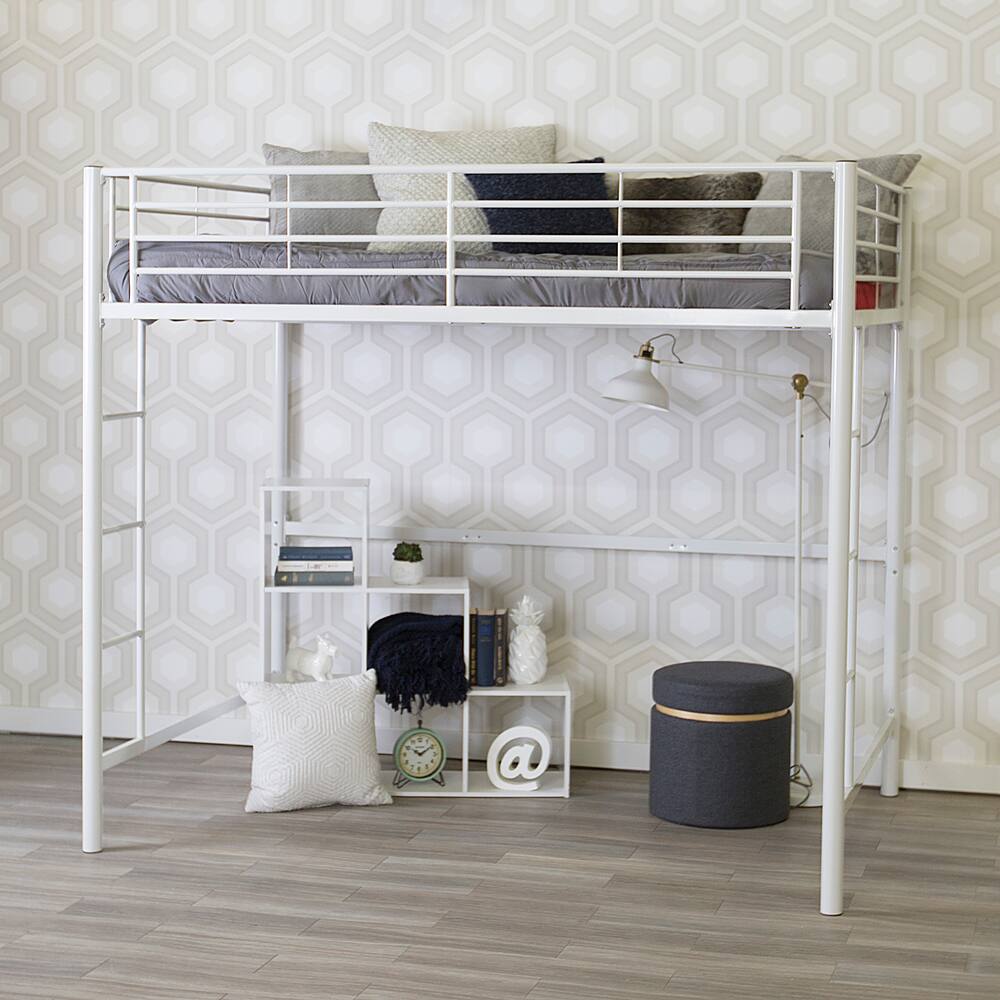 Alt View 13. Walker Edison - Premium Metal Full Size Loft Bed - White.