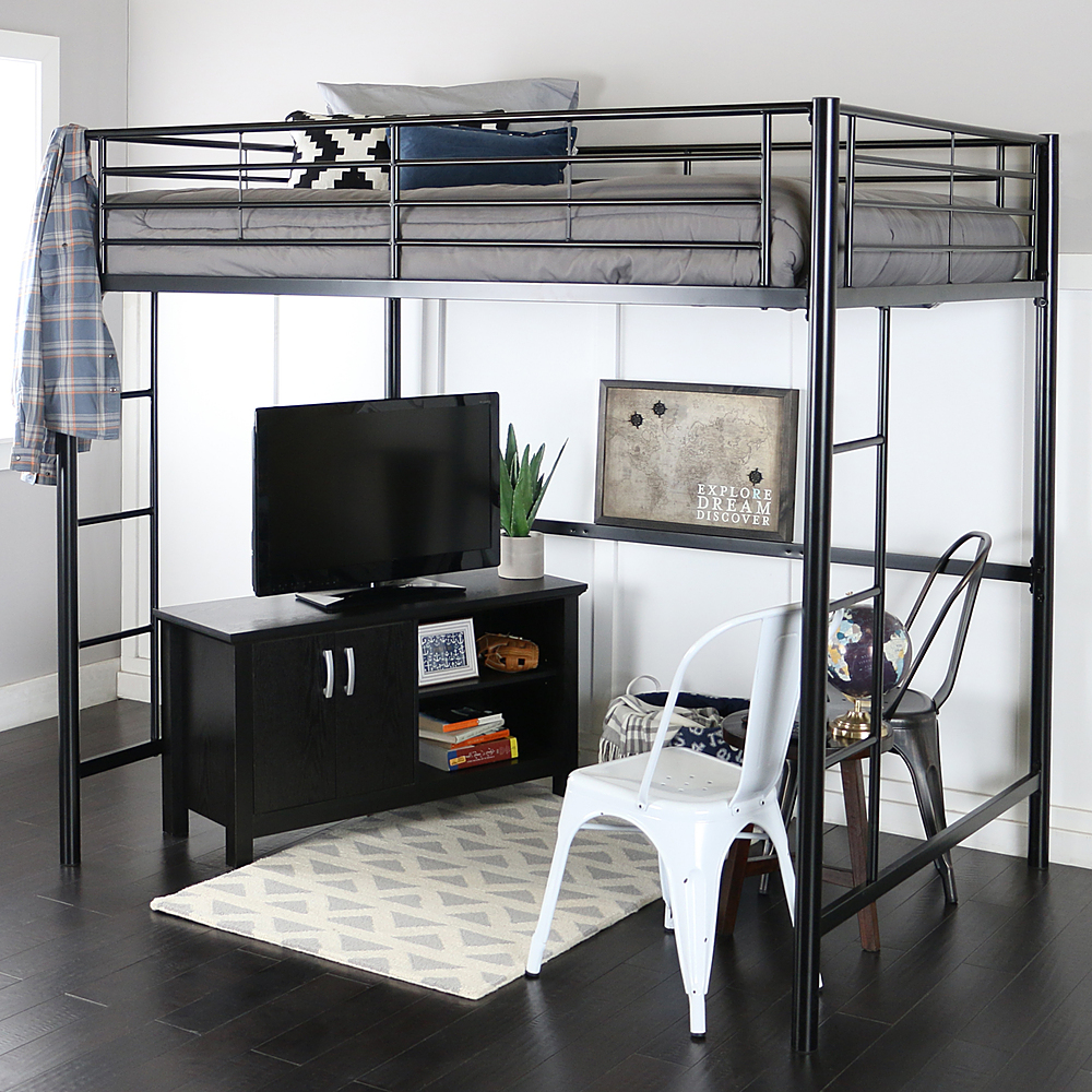 Walker Edison - Premium Metal Full Size Loft Bed - Black