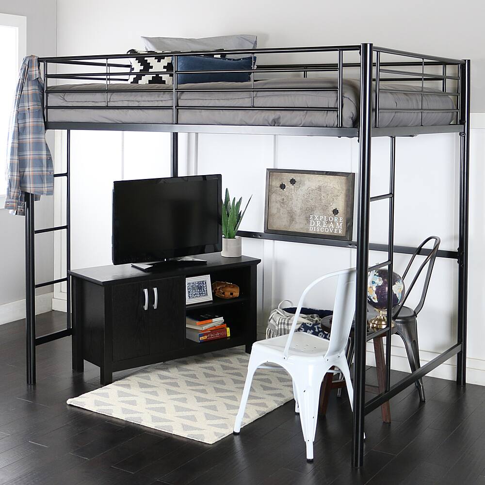 Alt View 12. Walker Edison - Premium Metal Full Size Loft Bed - Black.