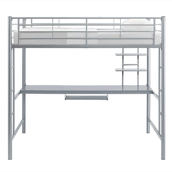 Walker Edison Premium Metal Full Size Loft Bed with Wood Workstation Silver BBDOZSL Best Buy