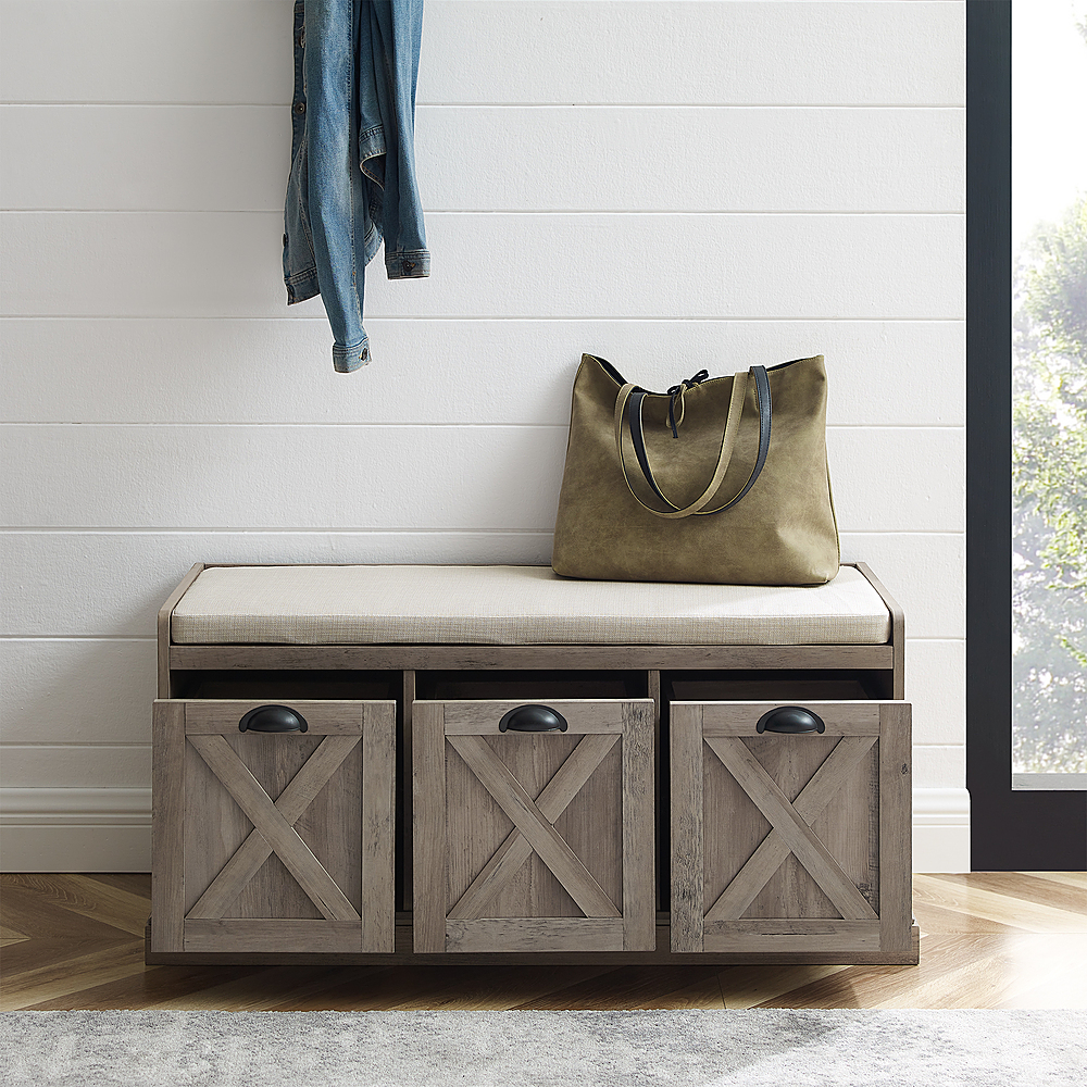 Bromley Grey Storage Bench With Cushion