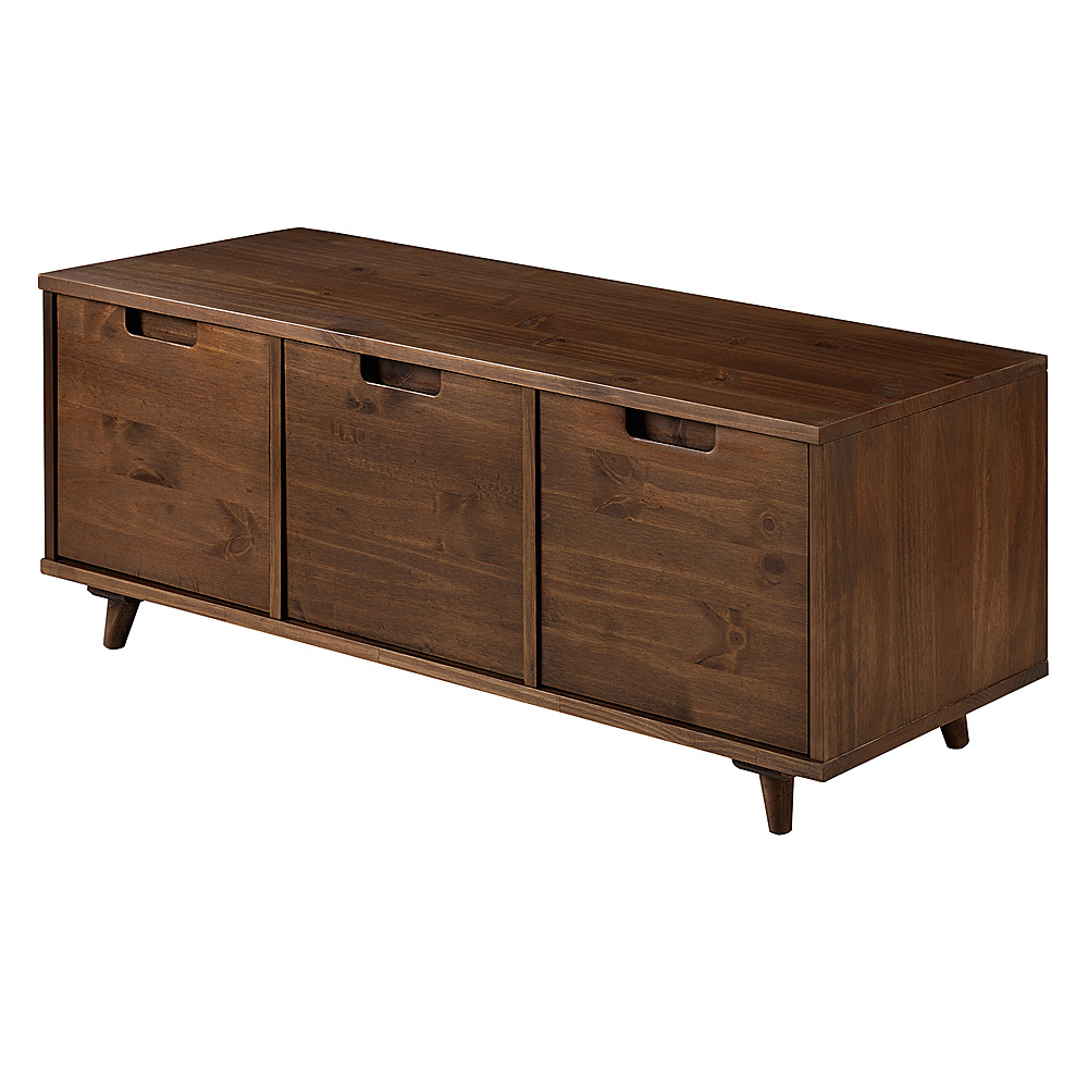 Angle View: Walker Edison - Mid Century Storage Console with 3 Drawers for TVs up to 55" - Walnut